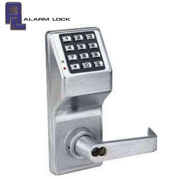 Pushbutton Cylindrical Door Lock, 100 Users, Straight Lever, Schlage LFIC Prep, Less Core, Satin Chr